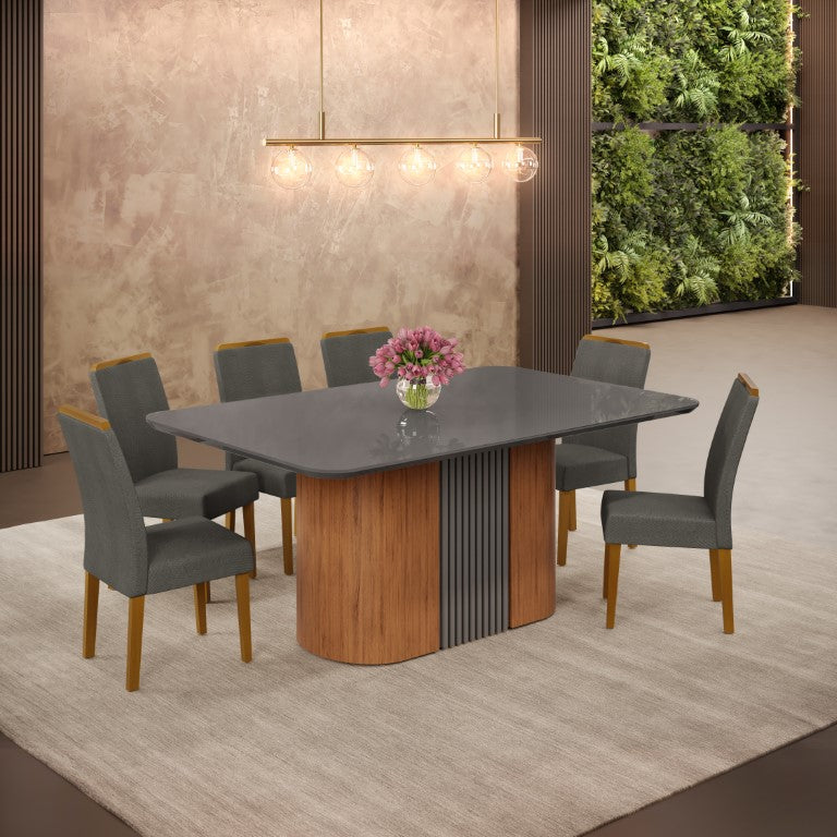 Juego de comedor Munique Ceniza + 6 sillas Diana color Gris