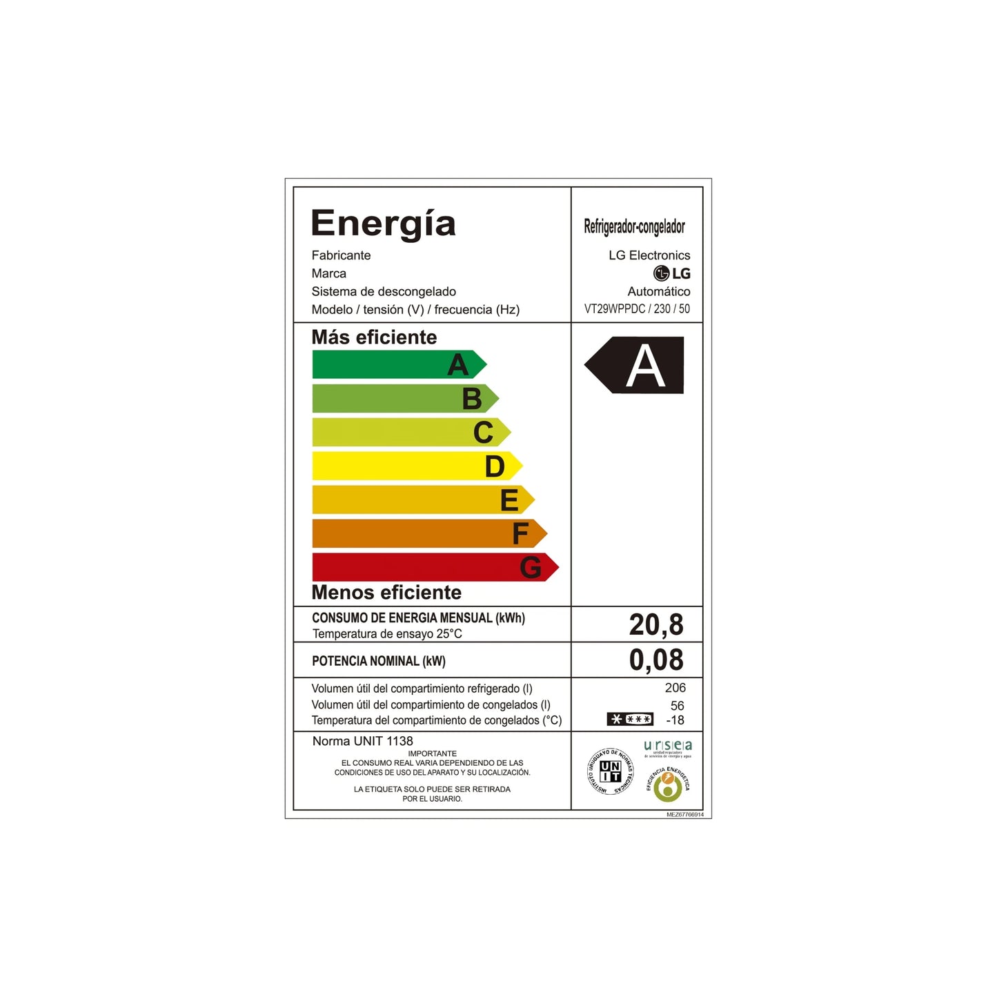 Refrigerador inverter 373L GB37SPP LG