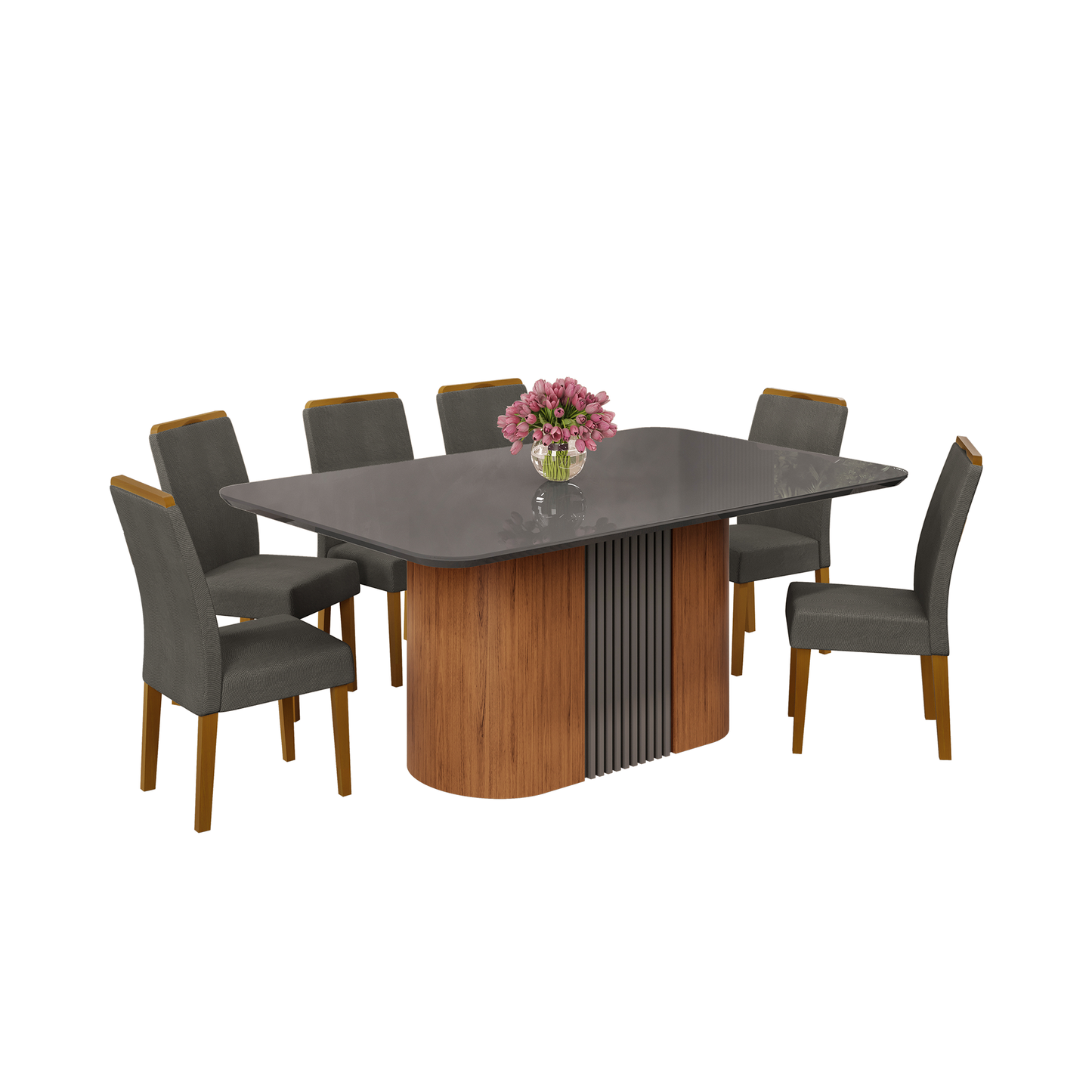 Juego de comedor Munique Ceniza + 6 sillas Diana color Gris