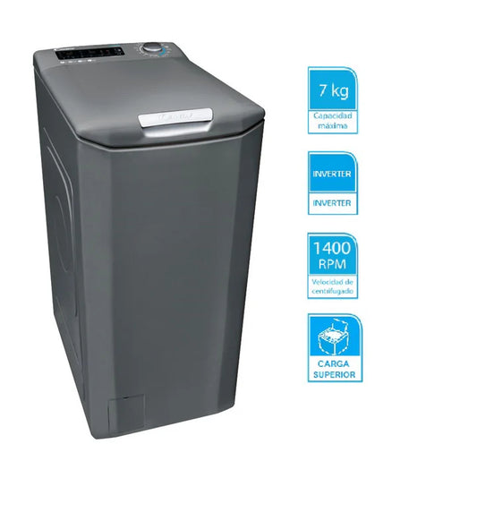 Lavarropa INVERTER Silver Candy carga superior 7 kg, 1400 RPM CSTG 47TMRE
